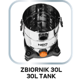Odkurzacz przemysłowy 1400W, zbiornik 30l