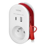 Adapter 1x z ładowarką USB (Typ A+C) 5V DC/ 3,4A z dodatkowym kablem ładującym (typ C + Light CS-2 O