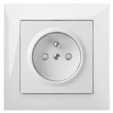 SENTIA: b/r gniazdo 1xz/u, przesł. Torów prąd.  białe IP 20