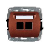 TREND Mechanizm gniazda multimedialnego podwójnego bez modułu (standard Keystone) brązowy metalik