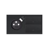 Simon 100 Panel 2-krotny: 1 gniazdo z 1 zintegrowana ładowarka USB SmartCharge 21 A+2 klawisze czarn