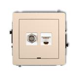 DECO Mechanizm gniazda antenowego poj. typu F (SAT) + gniazda komp. poj. 1xRJ45, kat. 5e, 8-stykowy,