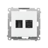 Simon 55 Gniazdo HDMI+RJ45 kat.6 Biały mat