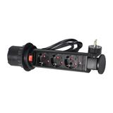 Gniazdo meblowe O6cm wysuwane z blatu z blokadą i przewodem 1,8m 3x2P+Z (Schuko) czarne OR-AE-1347(G