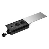 "Gniazdo meblowe z przesuwną klapką i przewodem 1,8m, 2x2P+Z (Schuko), 2xUSB (typ A+C