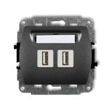 TREND Mechanizm gniazda podwójnego 2xUSB A-A 2.0 grafitowy