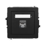 DECO Mechanizm gniazda komputerowego pojedynczego 1xRJ45, kat. 6, ekranowany, 8-stykowy czarny mat