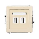DECO Mechanizm gniazda podwójnego 2xUSB A-A 2.0 beżowy