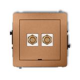 DECO Mechanizm gniazda antenowego podwójnego typu F (SAT) pozłacany, bez pola opisowego złoty metali