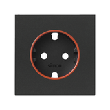 Simon 100 Pokrywa do gniazda schuko z czerwonym pierścieniem czarny mat