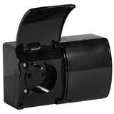 Gniazdo podwójne AQUATIC IP44 czarny 10 szt. OR-OE-7106/B/10 ORNO