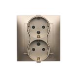 Simon 54 Gniazdo Schuko z przesłonami podwójne 16A z. śrub. złoty mat