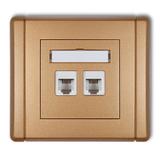 FLEXI Gniazdo telefoniczne podwójne 2xRJ11, 4-stykowe, beznarzędziowe złoty metalik