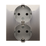 Simon 54 Gniazdo Schuko z przesłonami podwójne 16A z. śrub. złoty mat