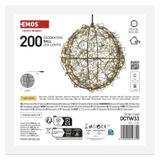 Ozdoba świąteczna kula 200 LED 20 cm ciepła biel IP44 DCTW33 EMOS