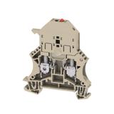 Złączka szynowa bezpiecznikowa G5x20mm 2‑przewodowa 6mm2 beżowa WSI 6/LD 10‑36V LLC 1119840000 WEIDMULLER