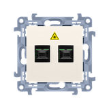 Simon 10 Gniazdo światłowodowe / optyczne podwójne SC/APC krem