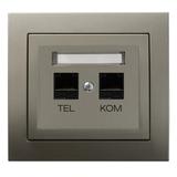 KIER Gniazdo komputerowo-telefoniczne RJ 45 kat. 5e (8-stykowe) + RJ 11 (6-stykowe) kolor satyna light GPKT-W/K/45 OSPEL