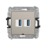 ICON Gniazdo podwójne 2xUSB typ A-A 3.0 taupe 60IGUSBBO-6 KARLIK