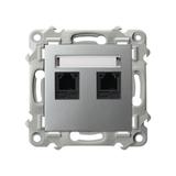 SZAFIR Gniazdo telefoniczne podwójne niezależne - kolor srebro