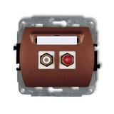 TREND Mechanizm gniazda podwójnego RCA (typu cinch - biały i czerwony, pozłacany) brązowy metalik