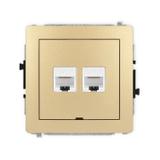 DECO Mechanizm gniazda komputerowego podwójnego 2xRJ45, kat. 6, 8-stykowy, bez pola opisowego złoty