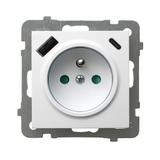 AS ANTYBAKTERYJNY Gniazdo poj. z uziem. z przesłonami, z ładowarką USB A+C , produkt zawiera nanoczą