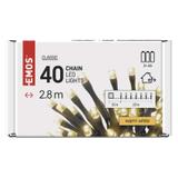 Lampki choinkowe Classic 40 LED 2,8m 3x AA ciepła biel czarny IP44 timer D4FW01 EMOS