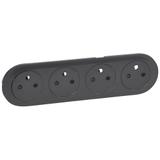 CELIANE - Plakietka płaska do gniazd 4 x 2P+Z zespolonego 16 A - 250 V~ grafitowa, Legrand