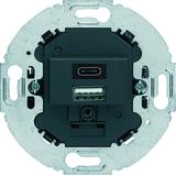 Mechanizm gniazda USB A+C ładowania do serii obrotowych, 3.0 A 230 V, antracyt,