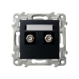 SZAFIR Gniazdo antenowe typu F podwójne - kolor czarny metalik