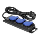 Przedłużacz warsztatowy bryzgoszczelny IP44, 3 gniazda 2P+Z IP44, przewód gumowy, H05RR-F 3x1,5mm2,