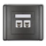 FLEXI Gniazdo telefoniczne podwójne 2xRJ11, 4-stykowe, beznarzędziowe grafitowy