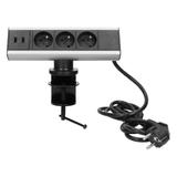 Gniazdo meblowe z uchwytem montażowym ładowarką USB i przewodem 1,8m 3x2P+Z 2xUSB (typ A 2,1A) FS-7