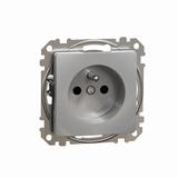 Sedna Design & Elements Gniazdo pojedyncze z uziemieniem z przesłonami srebrne aluminium SDD113011 S