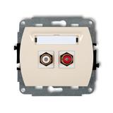 TREND Mechanizm gniazda podwójnego RCA (typu cinch - biały i czerwony, pozłacany) beżowy