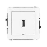 DECO Mechanizm gniazda pojedynczego USB A-A 2.0, bez pola opisowego biały