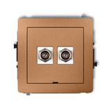 DECO Mechanizm gniazda antenowego podwójnego typu F (SAT) niklowany, bez pola opisowego złoty metali