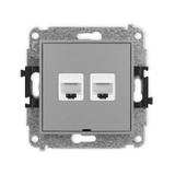 ICON Mechanizm gniazda komputerowego podwójnego 2xRJ45, kat. 6, 8-stykowy, bez pola opisowego szary