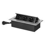 Gniazdo meblowe wpuszczane w blat z płaskim frezowanym rantem i przewodem 1,5m, 3x2P+Z (Schuko), sre