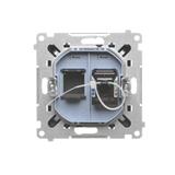 Simon 55 Gniazdo komputerowe pojedyncze RJ45 kategoria 6 z przesłoną przeciwkurzową Czarny mat