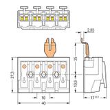 złączka zasilająca 4-biegunowa bez stopek ze stykiem PE