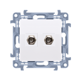 Simon 10 Gniazdo antenowe typu F podwójne  biały