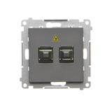 Simon 55 Gniazdo światłowodowe / optyczne podwójne SC/APC Grafitowy mat