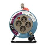 Przedłużacz bębnowy MINI 4 gniazda (Schuko) metalowy stojak polwinit H05VV-F 3x1mm2 długość15m szary