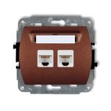 TREND Mechanizm gniazda komputerowego podwójnego 2xRJ45, kat. 5e, 8-stykowy brązowy metalik