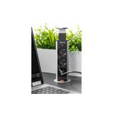 BIURKOWY PRZEDŁUŻACZ WPUSZCZANY 60MM, 3X SCHUCKO (SREBRNY)