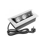 PRZEDŁUŻACZ BIURKOWY 2X GNIAZDO Z UZIEMIENIEM, 2XUSB, KABEL ZASILAJĄCY Z WTYCZKĄ, BIAŁY