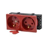 Gniazdo elektryczne z blokadą 2x230V, czerwone, z kluczami