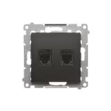 Simon 54 Gniazdo telefoniczne podwójne RJ12 czarny